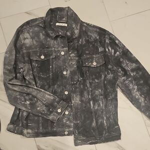 PacSun Black Tie-Dye Blk N Gray Jean Jacket